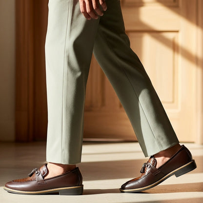 Hand Stiched Brown Croc Pattern Premium Loafer