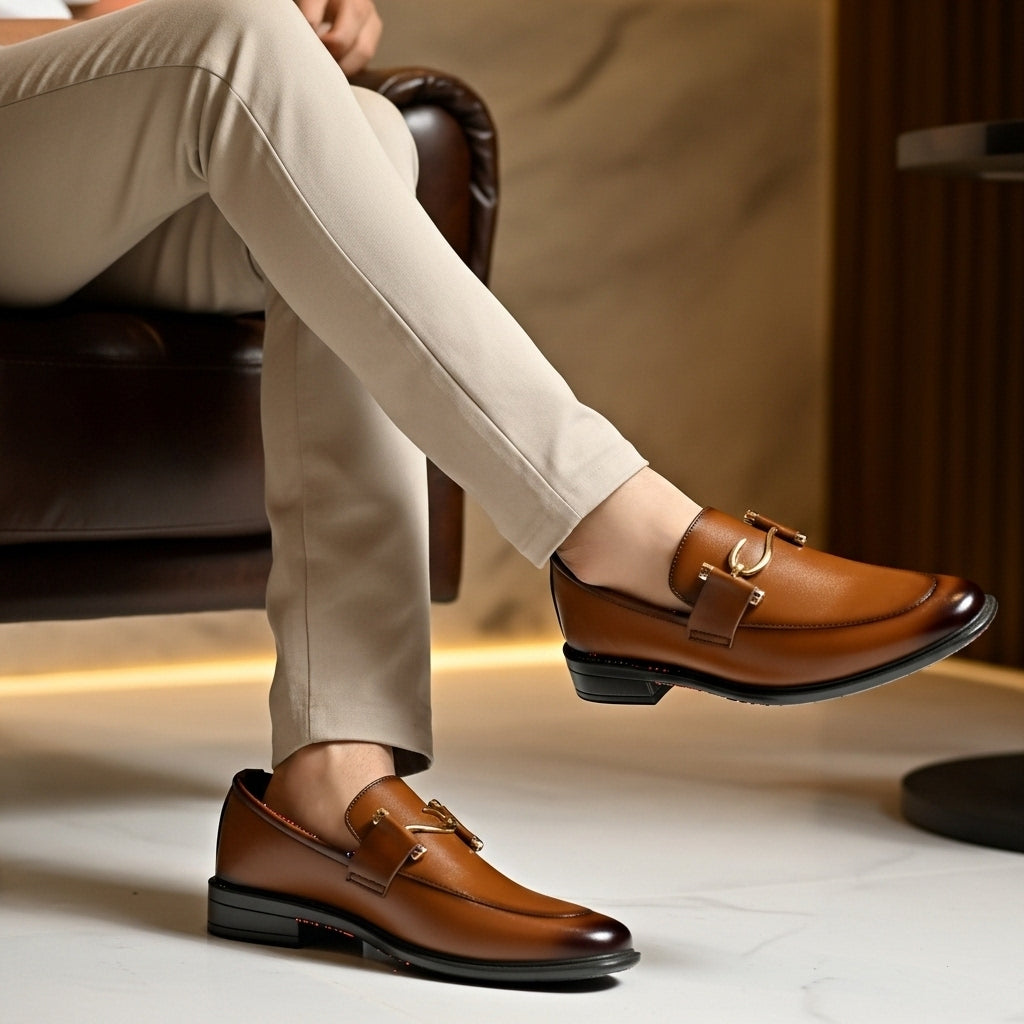 Shaded Brown Loafer HandMade Article With Comfortable Rubber Sole