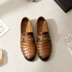 Woven Leather Loafers Lite Brown
