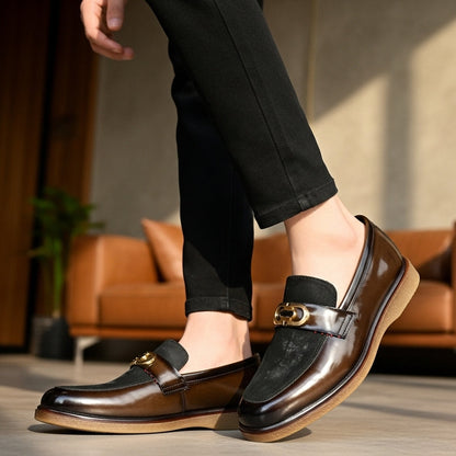 Shaded Brown With Suade Pattern leather Loafer | With Premium Gel soul For Comfort