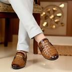 Woven Leather Loafers Lite Brown